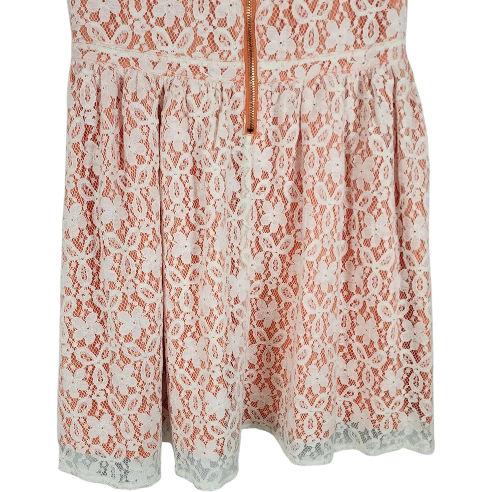 MINKPINK Lace Cutout Mini Dress Peach Ivory Fit Flare NWT Size Medium - Picture 7 of 15